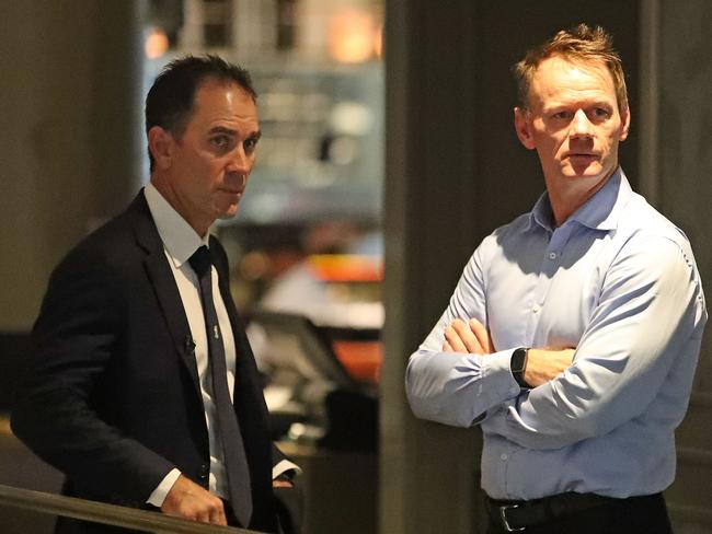 Pat Howard with new Australian cricket coach Justin Langer. Picture: Getty Images