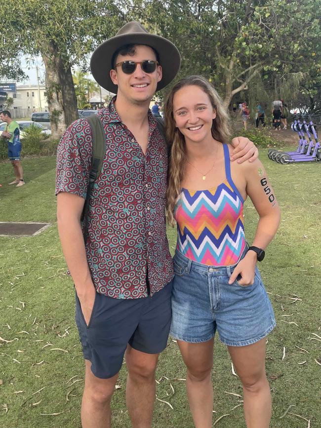 Lachlan McDonald and Kate Smith at the Hervey Bay 100 Triathlon on Sunday, November 26, 2023.