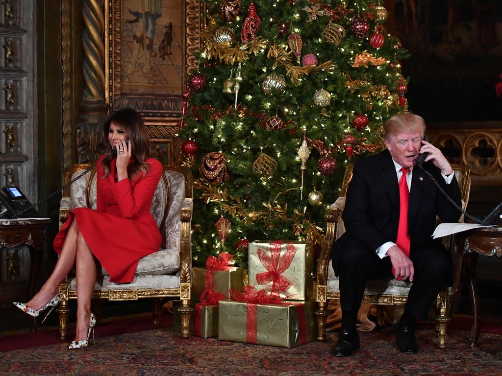 US President Donald J. Trump and the First Lady Melania Trump during Christmas in 2017. Picture: AFP
