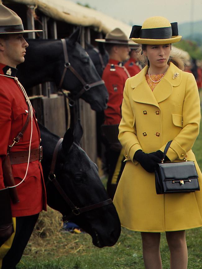 Princess Anne with Royal Canadian Mounted Police in 1968. Picture: Getty Images