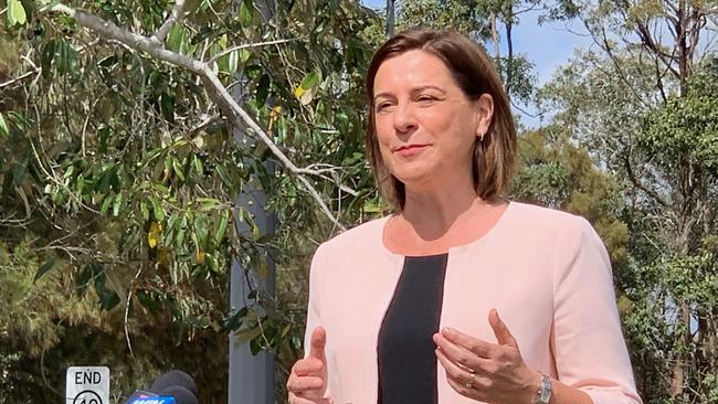 LNP leader Deb Frecklington campaigns in Noosa on the Sunshine Coast.