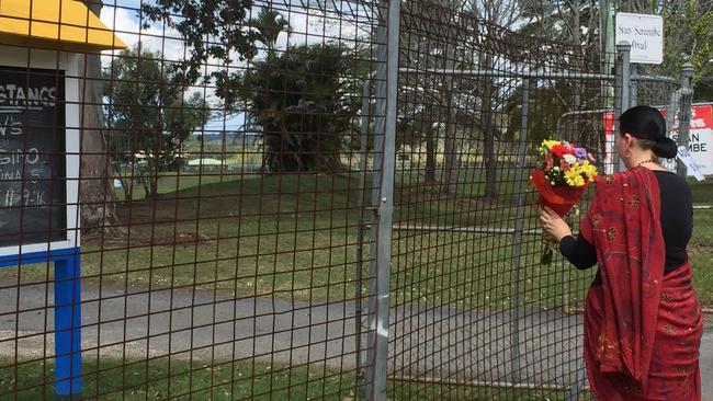 Local Resident Melanie Durr is the first person to drop off flowers at the Murwillumbah fields.