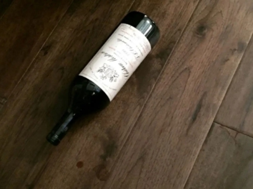 Heard struggled remember on which date this image of a spilled wine bottle, after an alleged row between her and Depp, was taken.