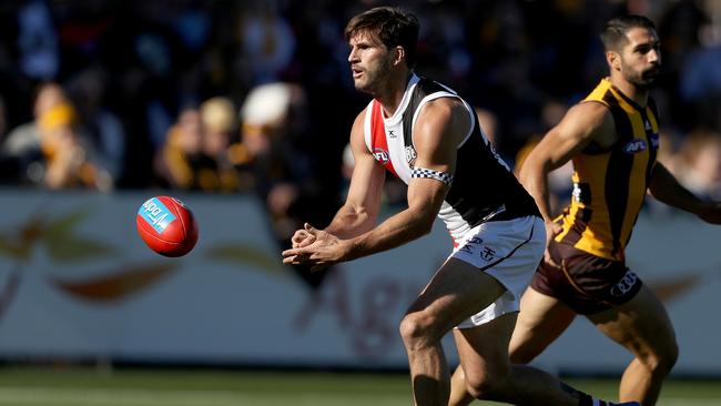 Koby Stevens impressed in his first game for St Kilda.