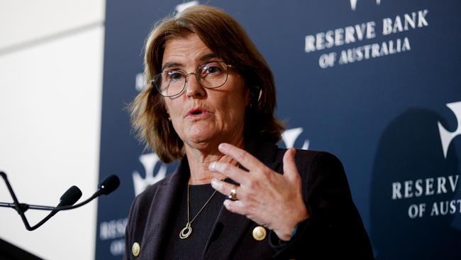 SYDNEY, AUSTRALIA - NewsWire Photos JUNE 18, 2024: Reserve Bank Governor Michele Bullock during a press conference following Tuesdays decision to keep interest rates on hold. Picture: NewsWire / Nikki Short