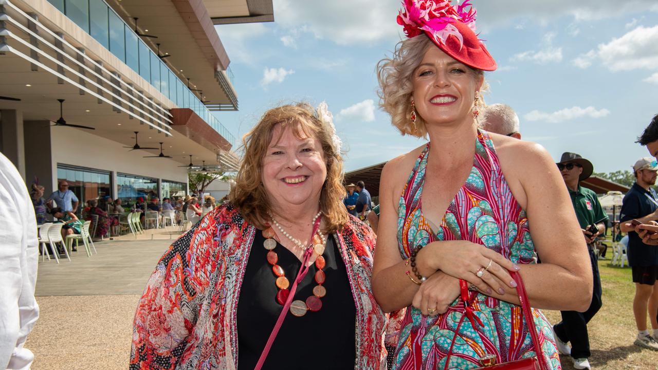 Carolyn Mcdonald and Lisa Dewsbury at the 2024 Darwin Cup. Picture: Pema Tamang Pakhrin