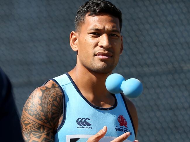 Waratahs training session at David Phillips Sports Complex in Daceyville. Israel Folau pictured at training. Picture: Toby Zerna
