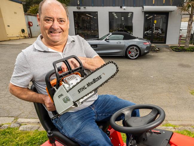 Melbourne richlister and perenial The Block bidder Danny Wallis has come full circle, with plans to soon open a ride-on mower store in Gisborne in a nod to his first ever job as a kid. Picture: Jake Nowakowski