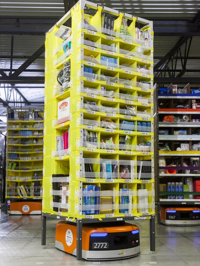 Amazon's robots in action at its Sydney fulfilment centre.