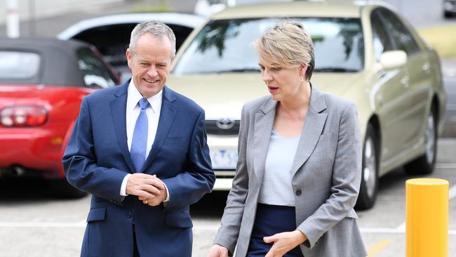 Bill Shorten and Tanya Plibersek arrive at the Australian Education Union conference in Melbourne. Picture: AAP/Tracey Nearmy