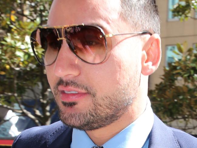 Selim Mehajer arrives late at the downing centre for an AVO hearing .pic John Grainger