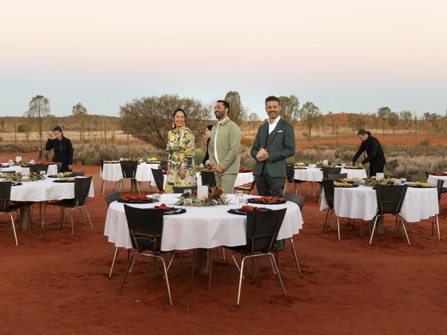 High profile Masterchef judges Jock Zonfrillo, Melissa Leong and Andy Allen will touch down in the Red Centre as this year’s contestants put their incredible cooking skills to the test. Picture: SUPPLIED