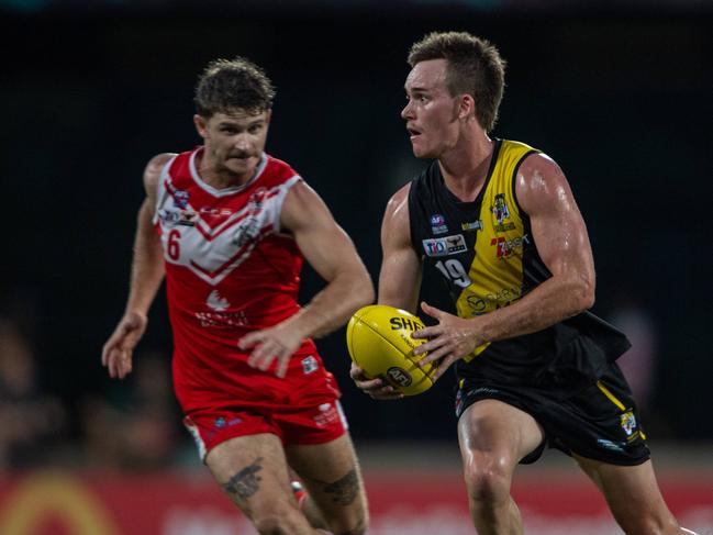 Cody Szust in the Waratah vs Nightcliff Tigers 2023-24 NTFL men's qualifying final. Picture: Pema Tamang Pakhrin