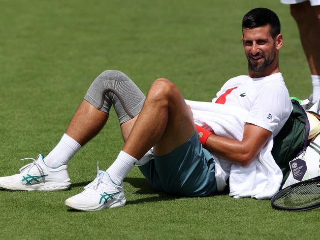 Novak Djokovic oduring practice prior to Wimbledon 2024. Picture: Clive Brunskill/Getty Images