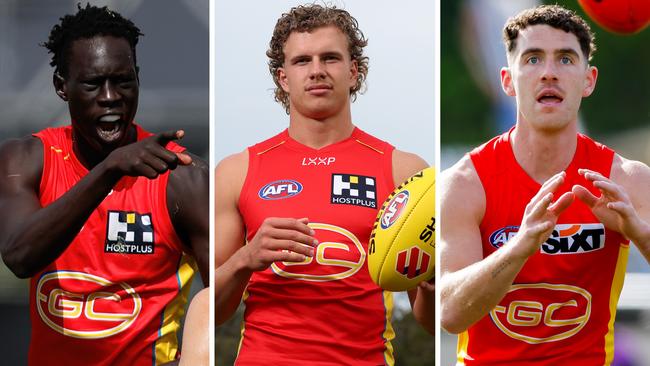 Gold Coast Suns Mac Andrew / Jed Walter / and Sam Flanders.