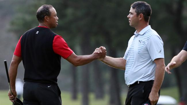 Tiger Woods and Gary Woodland will be teammates at the Presidents Cup. Picture: Getty Images