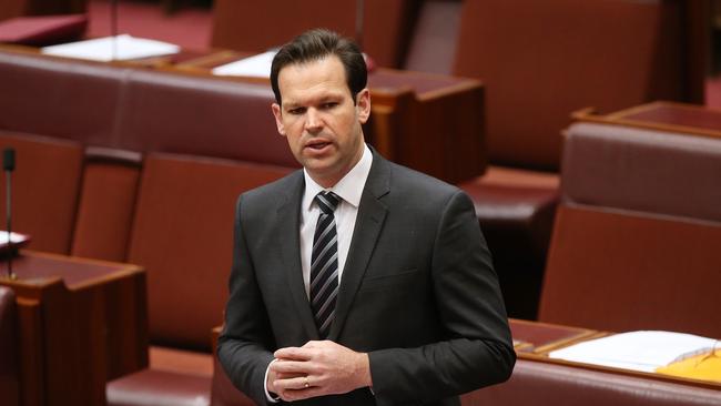 Senator Matt Canavan has issued an ultimatum to the people of Queensland on the Adani railway line loan. Picture: Kym Smith