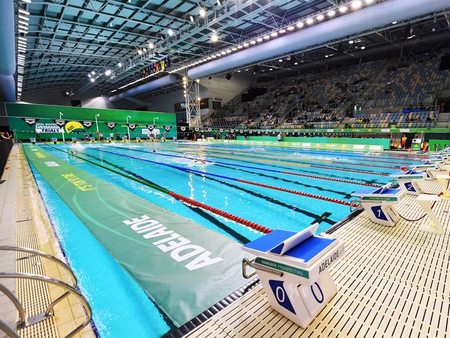 ADELAIDE, AUSTRALIA - JUNE 12: General view of competition pool during warm-ups of the Australian National Olympic Swimming Trials at SA Aquatic & Leisure Centre on June 12, 2021 in Adelaide, Australia. (Photo by Mark Brake/Getty Images)
