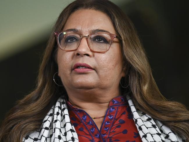 CANBERRA, AUSTRALIA, NewsWire Photos. NOVEMBER 6, 2023: Senator Mehreen Faruqi, Senator Jordon Steele-John and Greens Senators hold a press conference  at Parliament House in Canberra. Picture: NCA NewsWire / Martin Ollman