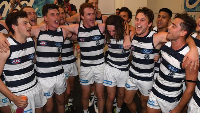 Geelong’s young guns helped them rise to the top of the ladder in 2019. Picture: AAP