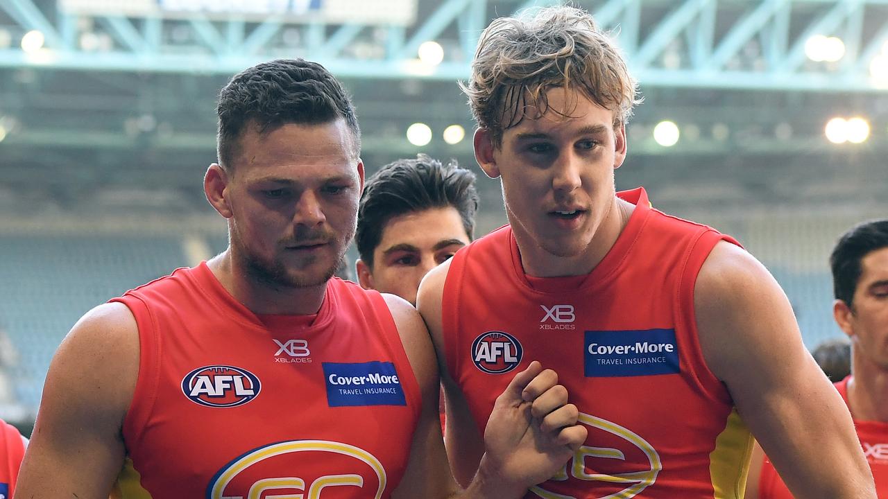 Steven May (left) and Tom Lynch. (AAP Image/Julian Smith) 