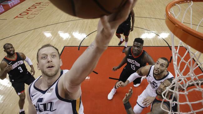 Utah Jazz forward Joe Ingles steers the team to victory against the Houston Rockets. Picture: AP / Eric Christian Smith