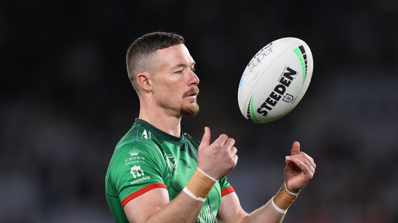 Damien Cook missed Souths’ clash against the Cowboys and will now miss their clash against the Roosters at the Allianz stadium. Picture: Getty Images.