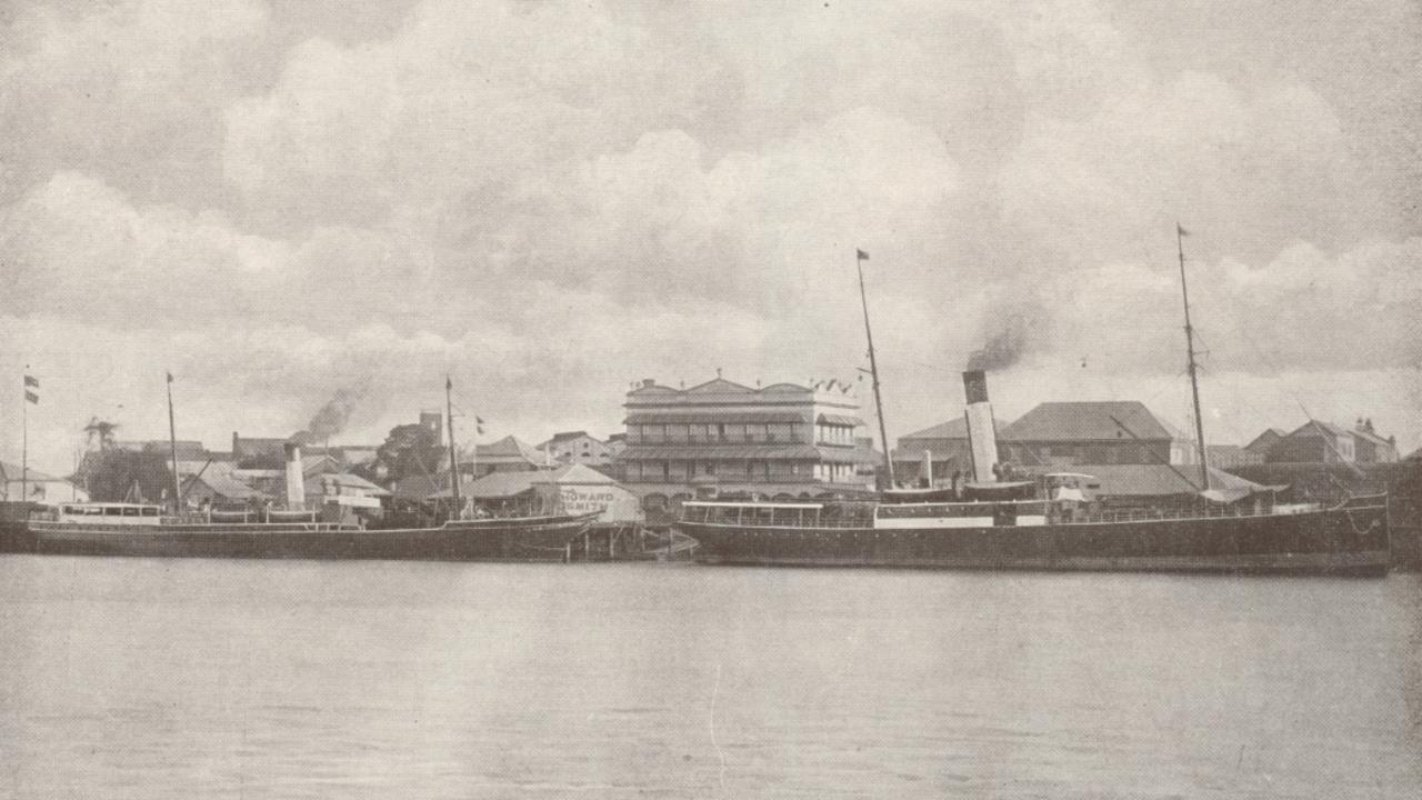 Maryborough Wharves, 1906. A bustling hub of trade and transport along the Mary River. Source: Unknown