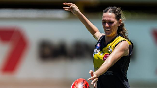 Cassie McWilliam as the Nightcliff Tigers took on the Palmerston Magpies in the 2024-25 NTFL women's semi-final. Picture: Pema Tamang Pakhrin