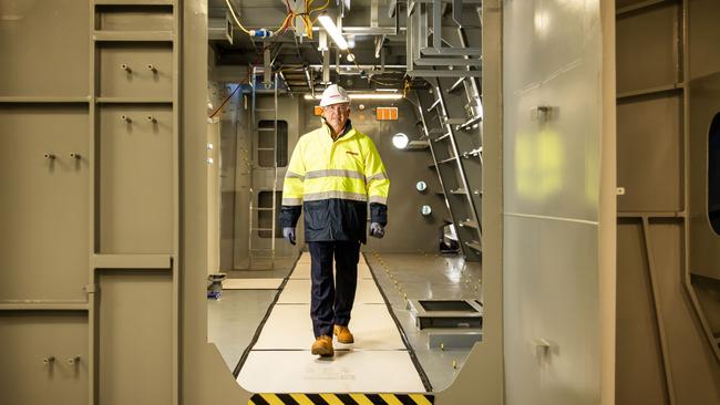 Craig Lockhart, managing director of BAE Systems Maritime Australia on the floor at the Osborne plant. Picture: James Elsby