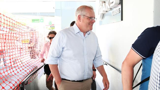 Prime Minister Scott Morrison arrives in Cairns on Thursday. Picture: Brendan Radke