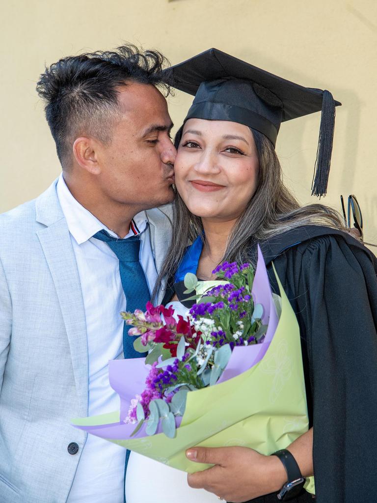 Bachelor of Nursing graduate, Namrata Chauhan and Sujan Khandka. UniSQ graduation ceremony at Empire Theatre, Tuesday June 27, 2023.