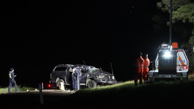 Single car rolled on unsealed road in Lovely Banks. Picture: Alan Barber