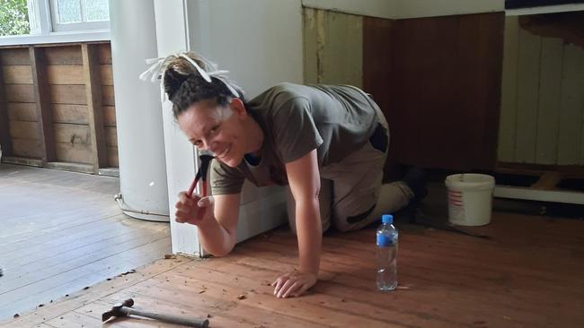 East Lismore resident Em Stoddart fixing up her flood-damaged home. Picture: Contributed