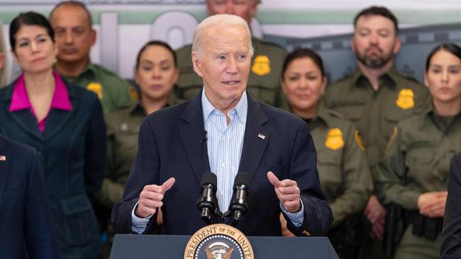 Biden at the U.S. Border Patrol Brownsville Station. Picture: Cheney Orr/Getty Images/AFP