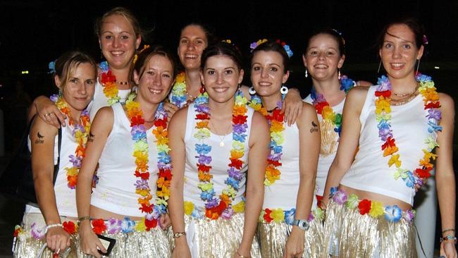Katrina Youngman, Teena Hedgecock, Nicole Rogers, Tammy Winterburn, Amy Boccalatte, Erin Neilsen, Abby Hutchison and Megan Steele on Flinders Street East Pic Bryan Lynch AD273027