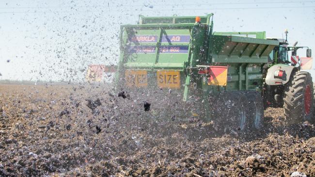 Shredded cotton being spread on Alcheringa this year. Picture: Melanie Jenson