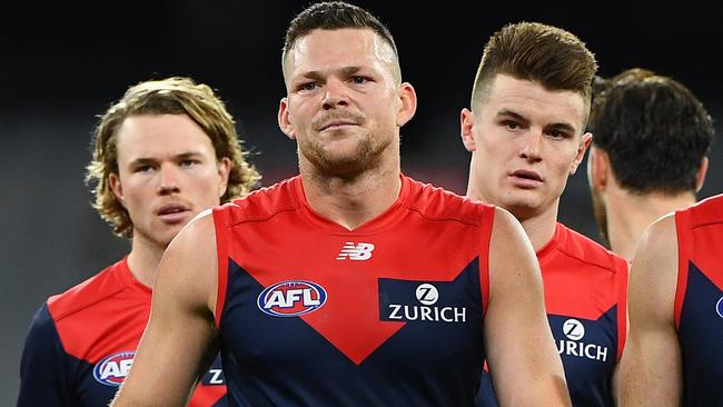 Disappointment after a loss is an all-too familiar scene for Steven May and the Demons. Picture: Getty Images