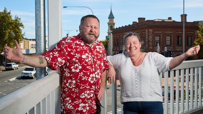 Alex Fairgrieve and Simone Douglas at the Port Admiral Hotel in Port Adelaide. Picture: Matt Loxton