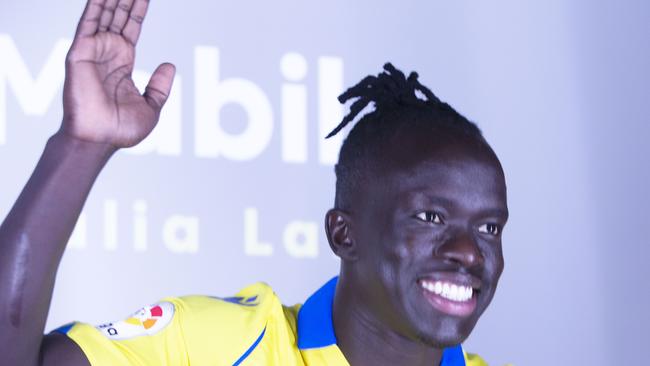 ADELAIDE, AUSTRALIA - NewsWire Photos JUNE 24, 2022: Australian Socceroos player Awer Mabil at a press conference announcing being signed to play for Spanish professional football club Cadiz CF based in Câ¡diz, Andalusia. Picture NCA NewsWire / Emma Brasier