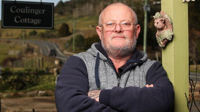 David Blackwell out the front of his Tea Tree home as he has witnessed many crashes and near misses near his property along Tea Tree Road. Picture: Zak Simmonds