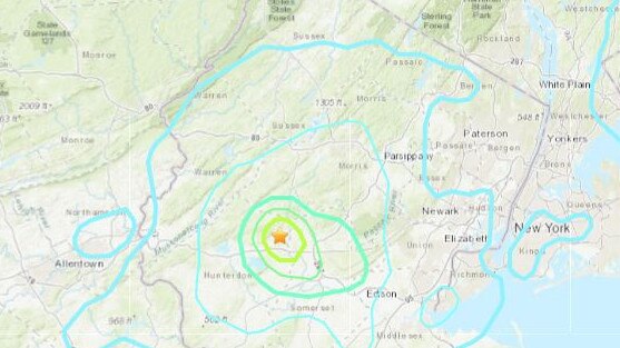 The centre of the earthquake was recorded 65 kilometres west of New York City. Picture: Supplied