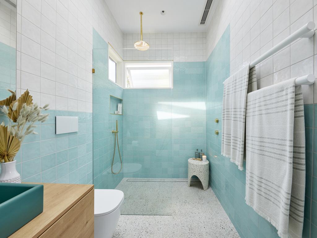 First came the green guest ensuite. Picture: Channel 9