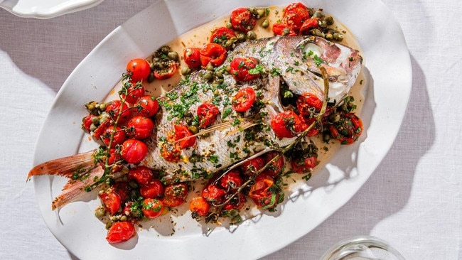 Elizabeth Hewson’s Italian snapper acqua pazza.