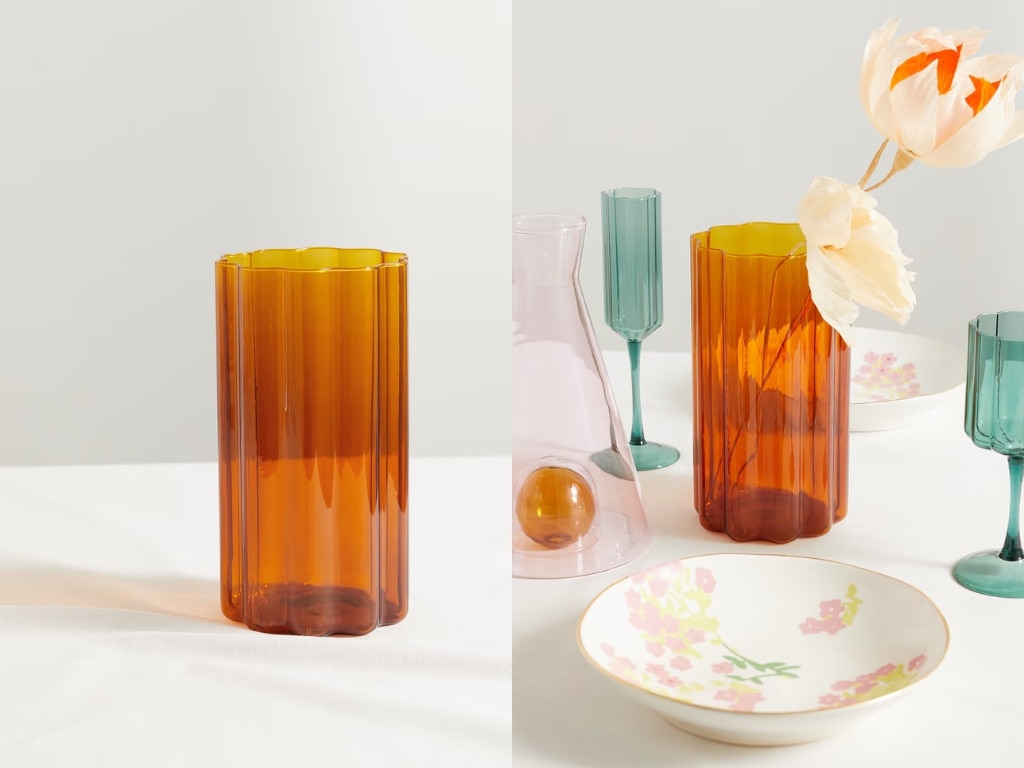 FAZEEK Wave glass vase. Picture: Net-a-Porter.