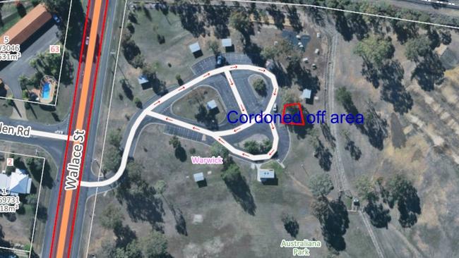 Areas of Australiana Park cordoned off due to asbestos scare. Picture: SDRC