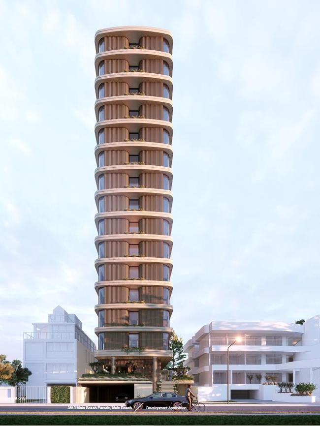 Artist impression of a 16-level tower planned by Andrews Projects for Main Beach