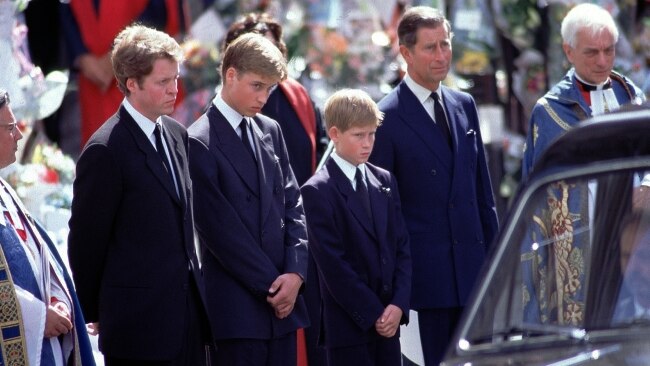 Prince William and Prince Harry were aged 15 and 12 when they buried their mother Prince Diana in 1997. Photo by Jeff Overs/BBC News & Current Affairs via Getty Images.