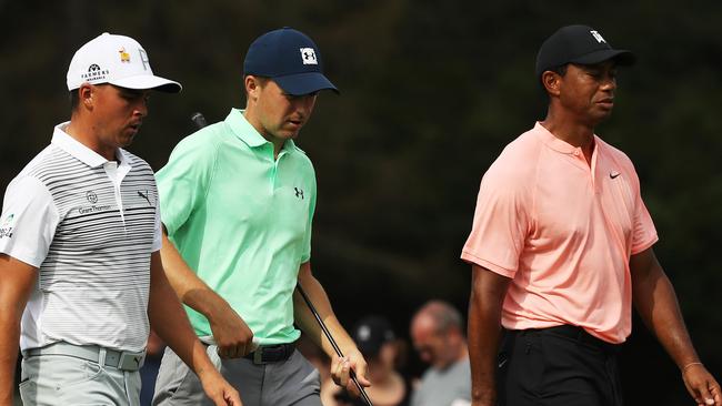 Tiger with American young guns Rickie Fowler and Jordan Spieth. Pic: Getty Images/AFP