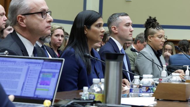 Jim Baker, Vijaya Gadde, Yoel Roth and Anika Collier Navaroli testify on Wednesday. Picture: AFP